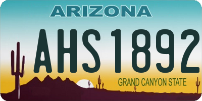 AZ license plate AHS1892