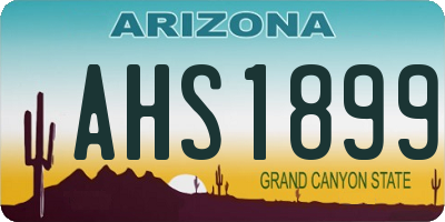 AZ license plate AHS1899