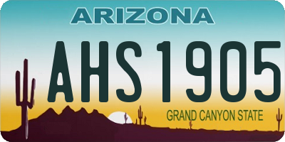 AZ license plate AHS1905
