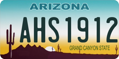 AZ license plate AHS1912