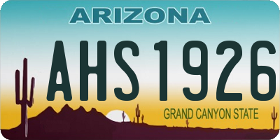 AZ license plate AHS1926