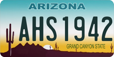 AZ license plate AHS1942