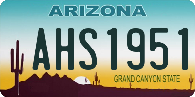 AZ license plate AHS1951