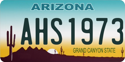 AZ license plate AHS1973