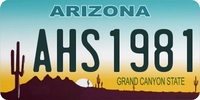 AZ license plate AHS1981