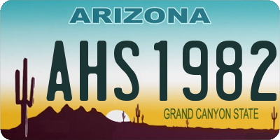 AZ license plate AHS1982