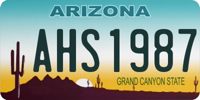 AZ license plate AHS1987