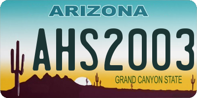 AZ license plate AHS2003