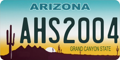 AZ license plate AHS2004