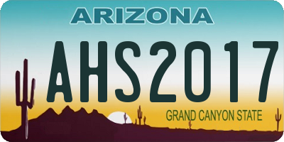 AZ license plate AHS2017