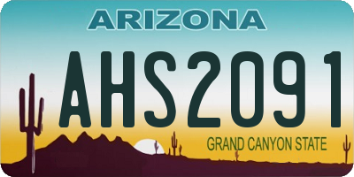 AZ license plate AHS2091
