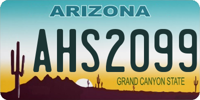 AZ license plate AHS2099
