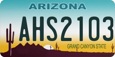 AZ license plate AHS2103