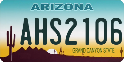 AZ license plate AHS2106