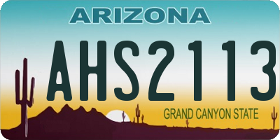 AZ license plate AHS2113
