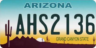 AZ license plate AHS2136