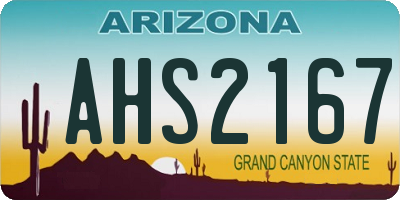 AZ license plate AHS2167