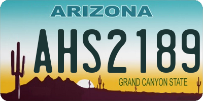AZ license plate AHS2189