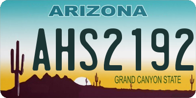 AZ license plate AHS2192
