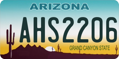 AZ license plate AHS2206