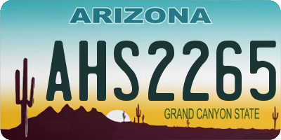 AZ license plate AHS2265