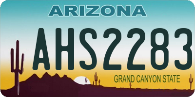 AZ license plate AHS2283