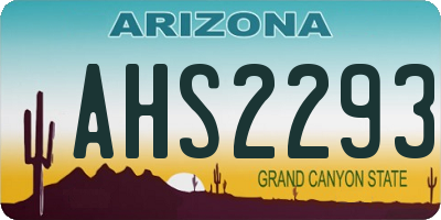 AZ license plate AHS2293