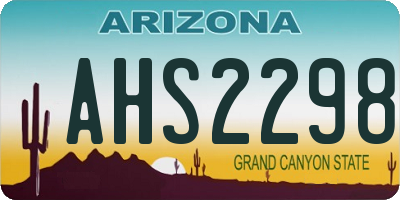 AZ license plate AHS2298