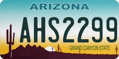 AZ license plate AHS2299