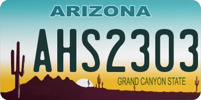 AZ license plate AHS2303
