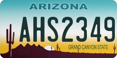 AZ license plate AHS2349