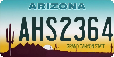 AZ license plate AHS2364