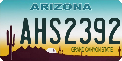 AZ license plate AHS2392