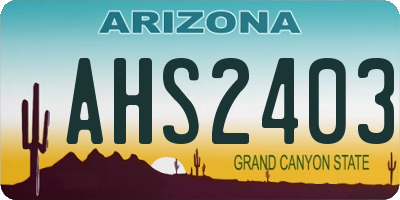 AZ license plate AHS2403