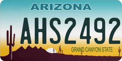 AZ license plate AHS2492