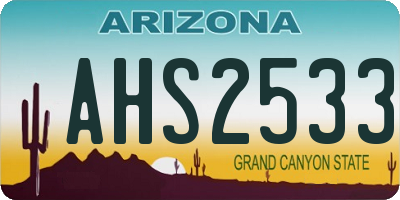 AZ license plate AHS2533