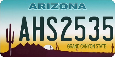 AZ license plate AHS2535