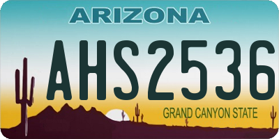 AZ license plate AHS2536