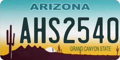 AZ license plate AHS2540
