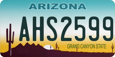 AZ license plate AHS2599