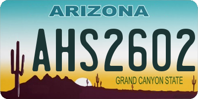 AZ license plate AHS2602