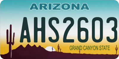 AZ license plate AHS2603
