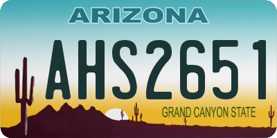 AZ license plate AHS2651