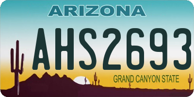 AZ license plate AHS2693