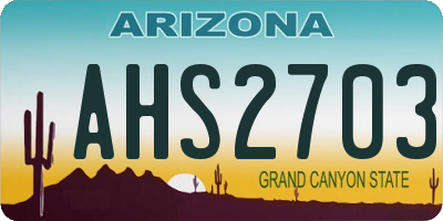 AZ license plate AHS2703