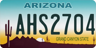 AZ license plate AHS2704