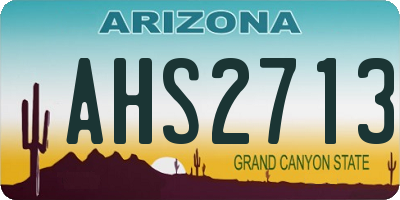 AZ license plate AHS2713