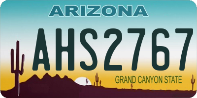 AZ license plate AHS2767
