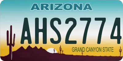 AZ license plate AHS2774