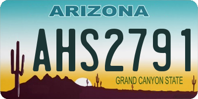 AZ license plate AHS2791